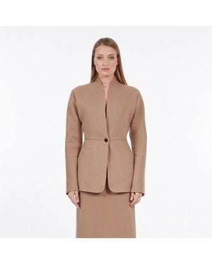 Ferragamo Stand-Collar Jacket, Camel/Tan - Brown