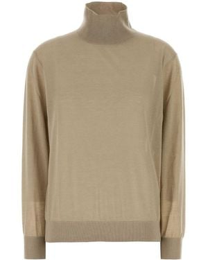 The Row Cappuccino Cashmere Blend Orly Sweater - Natural