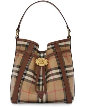 Burberry Borsa A Secchiello Check Mini - Marrone