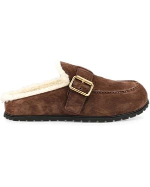 Prada Pantofole Con Fibbia - Marrone