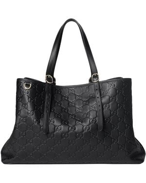 Gucci Borsa Shopping Gg Emblem - Nero