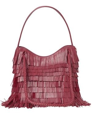 VISONA Borsa Frangiata Nappa - Viola