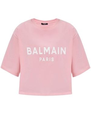Balmain T-Shirt Con Stampa - Rosa