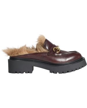 Gucci Sabot Donna Con Morsetto E Suola Carrarmato - Marrone