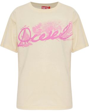DIESEL T-Shirt Con Stampa Logo - Rosa