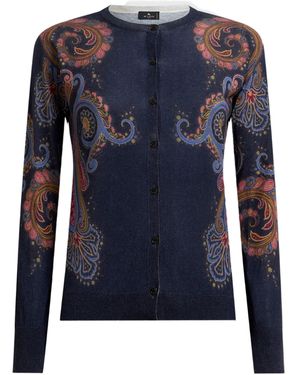 Etro Cardigan Con Design Paisley - Blu
