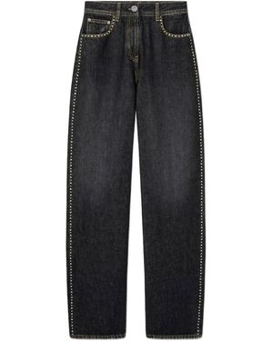 Versace Pantaloni Denim Con Borchie - Nero