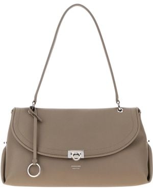 Ferragamo Borsa A Spalla Sh M - Marrone