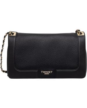 Twinset Borsa A Tracolla Con Logo Lettering - Nero