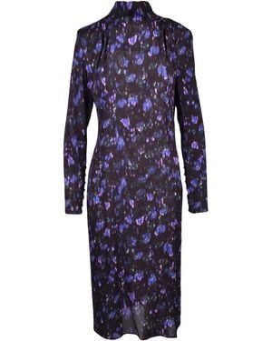 Patrizia Pepe Abito Lungo Con Spalline Viola - Blau