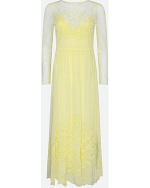 Twinset Abito Ricamato Giallo