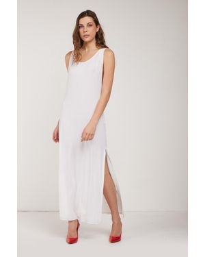 Twin Set Weiße Kleid Mit Seitenschlitz - Mehrfarbig