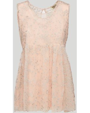 PRINCESSE LODO Top Tulle Rosa Cipria Stelle - Bianco