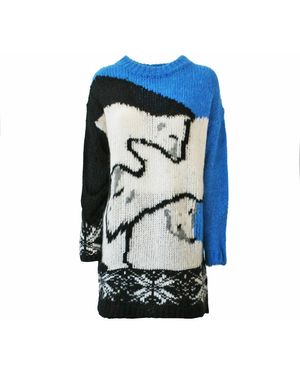Twinset My Twin Maglione Abito Stampa Orsi - Blu