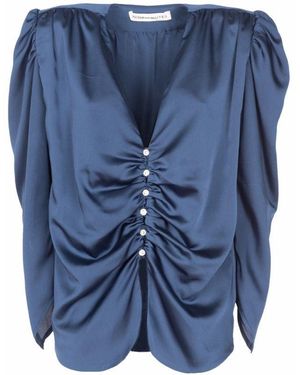 Nineminutes Blusa Arricciata Blu Cenere