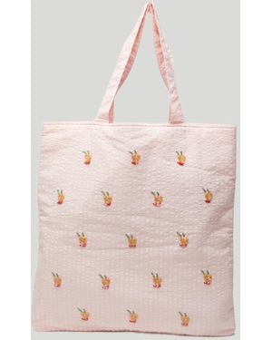 Hvisk Borsa Tote Dale Rosa Con Ricami