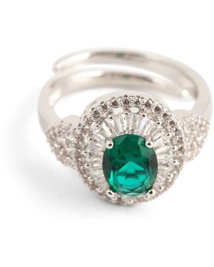 MELUSINA BIJOUX Anello Brillanti Con Pietra Verde - Bianco