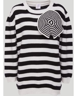 Stella Jean Weiße -Weiß Gestreifter, Übergroßer Pu - Mehrfarbig