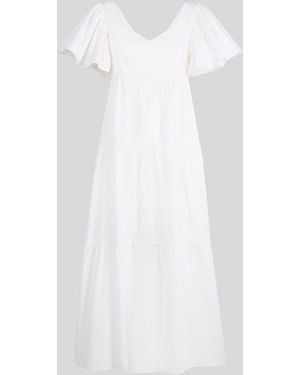 Jijil Abito Lungo Con Balze Bianco