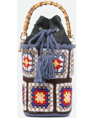 La Milanesa Tasche Im Eimer-Design Aus Häkelarbeit - Blau
