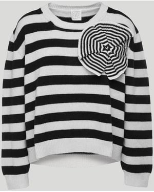 Stella Jean Weiße -Weiß Gestreifter Pullover Mit D - Mehrfarbig