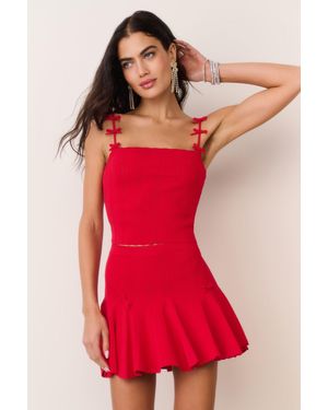 LoveShackFancy Meryl Rib Pointelle Mini Skirt For - Red