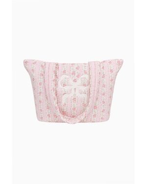 LoveShackFancy Aja Quilted Cotton Tote Bag For - Pink