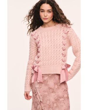 LoveShackFancy Quimby Alpaca Wool Ribbon Sweater For - Pink
