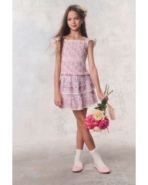 LoveShackFancy Tween Re-Edition Caspia Floral Top For - Pink