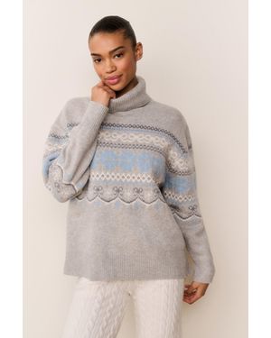 LoveShackFancy Mirin Wool Fairisle Turtleneck For - Gray