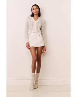 LoveShackFancy Breya Tweed Mini Skirt For - Natural