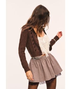 LoveShackFancy Catriona Houndstooth Wool Mini Skirt For - Multicolor