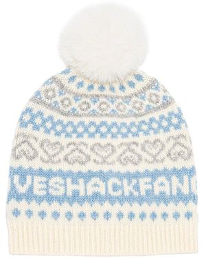 NEW LOVESHACKFANCY women\'s sanibel wool fair isle beanie in red velvet truffle Shop Women main image 2