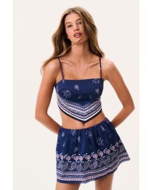 LoveShackFancy Jonie Bandana Print Mini Skort For - Blue