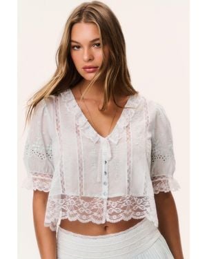 LoveShackFancy Maurelle Cotton Lace Blouse For - White