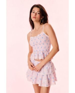 LoveShackFancy Marzenia Smocked Sleeveless Top For - Pink