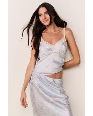 LoveShackFancy Lirena Silk-Blend Floral Top For - Multicolor