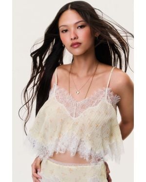 LoveShackFancy Elysia Cotton-Silk Crop Top For - Natural