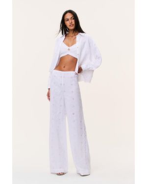 LoveShackFancy Cinna Eyelet Linen Pant For - White