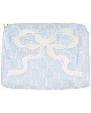 LoveShackFancy Octavia Quilted Bow Print Pouch For - White