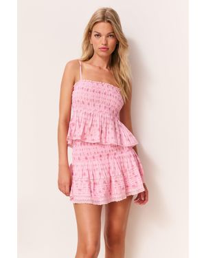 LoveShackFancy Condie Floral Cotton Voile Top For - Pink