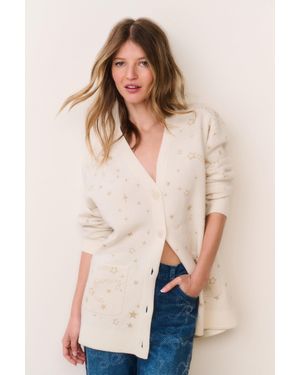 LoveShackFancy Mar Wool Celestial Jacquard Cardigan For - Natural
