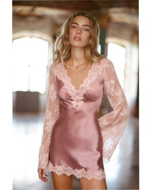LoveShackFancy Dawselle Satin And Lace Mini Dress For - Multicolor