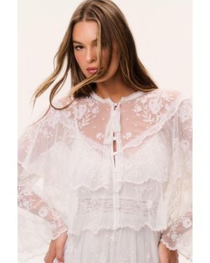 LoveShackFancy Tourelle Sheer Lace Blouse For - Multicolor