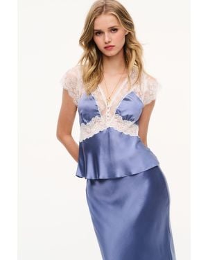 LoveShackFancy Verelle Silk-Blend Lace Top For - Blue