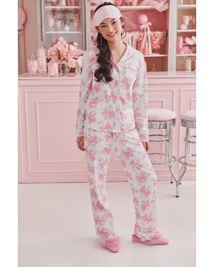LoveShackFancy X Roller Rabbit Doily Beux Long Sleeve Polo Pajama Set For - Pink