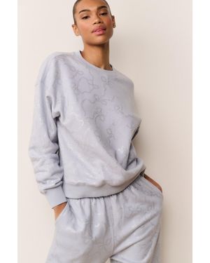 LoveShackFancy Karabeth Bow Embellished Fleece Pullover For - Gray
