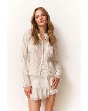 LoveShackFancy Aralina Silk Blouse For - Natural