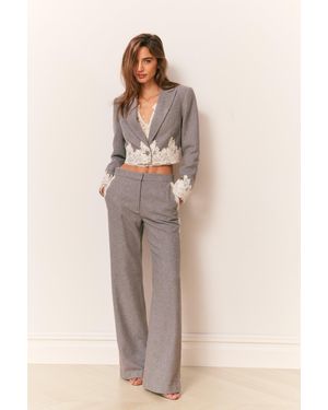 LoveShackFancy Icarus Cropped Lace-Trimmed Blazer For - Natural