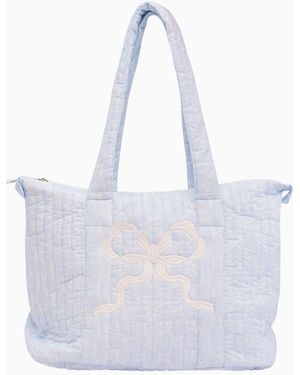 LoveShackFancy Aja Quilted Bow Print Weekender For - White